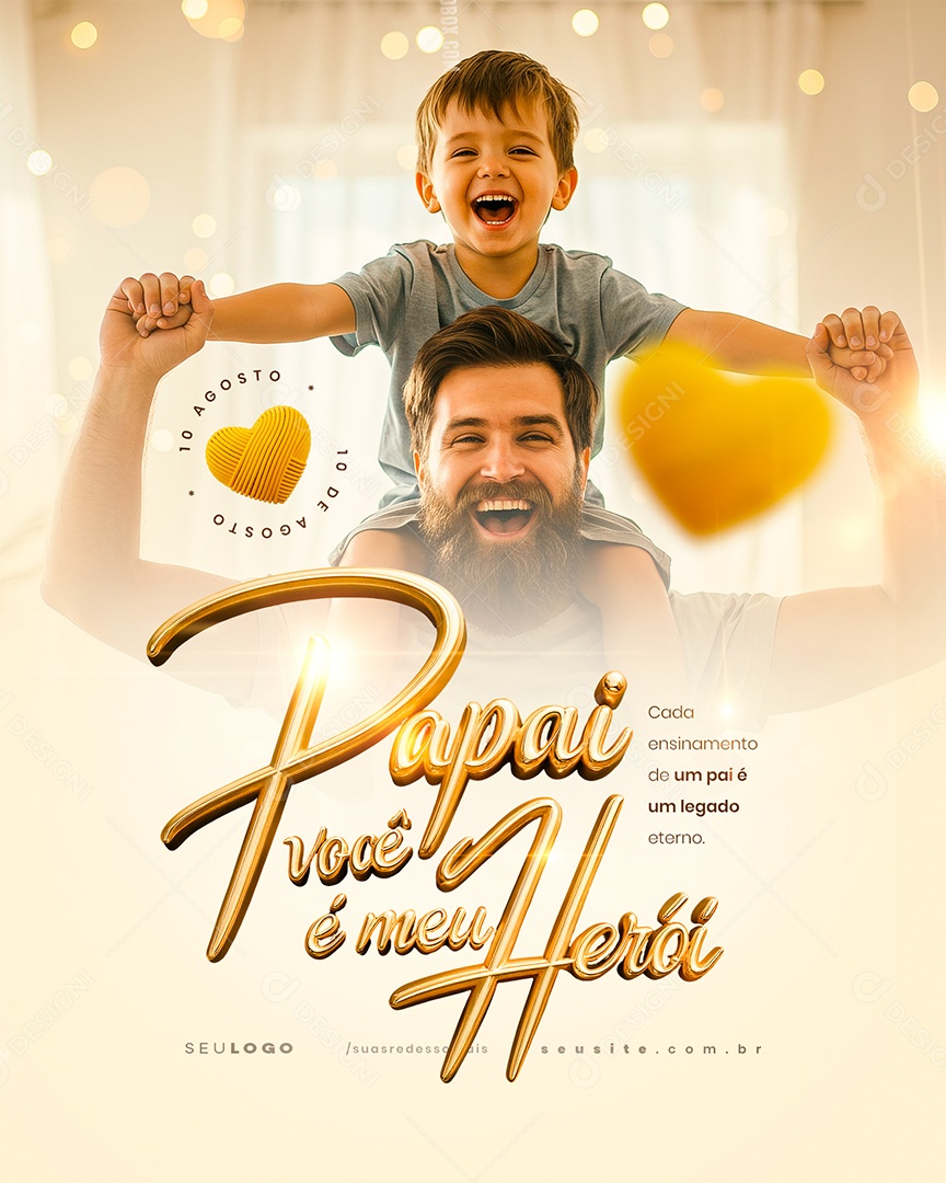 Feliz Dia dos Pais 10 de Agosto Social Media PSD Editável