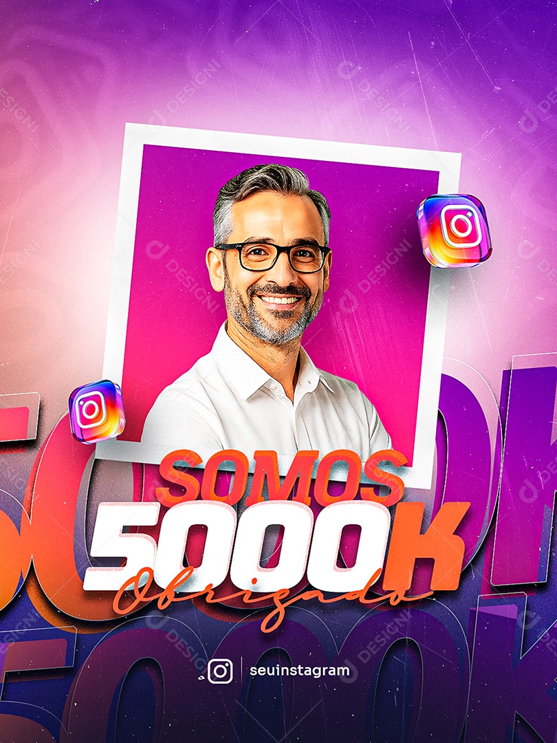 Somos 5K no Instagram Social Media PSD Editável