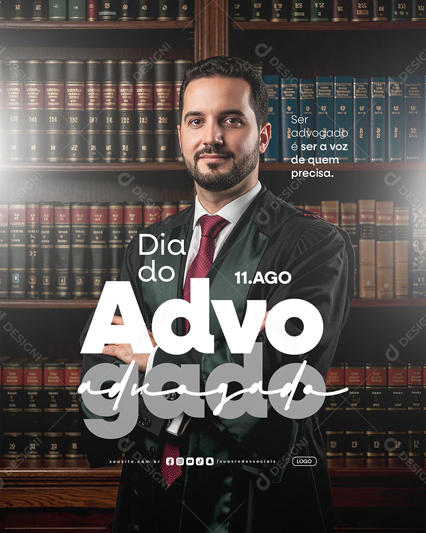 Dia do Advogado 11 de Agosto Ser a Voz de Quem Precisa Social Media PSD Editável
