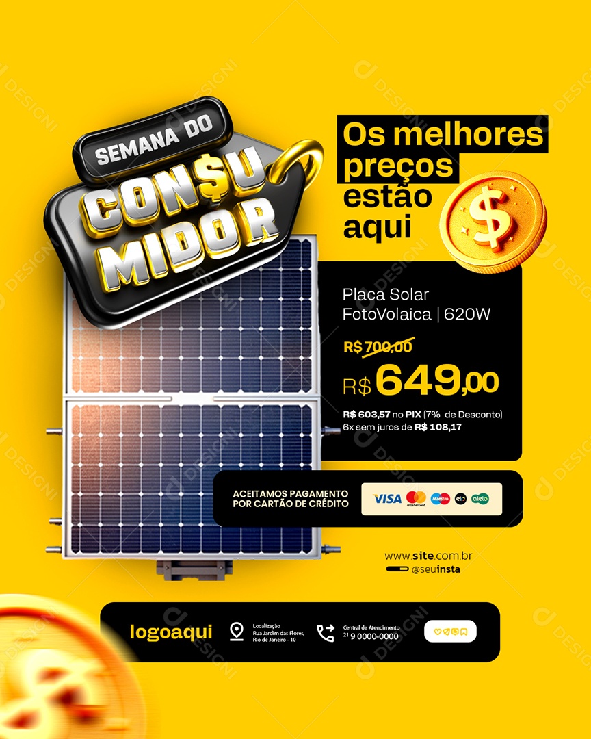 Energia Solar Semana do Consumidor Os Melhores Preços Estão Aqui Social Media PSD Editável