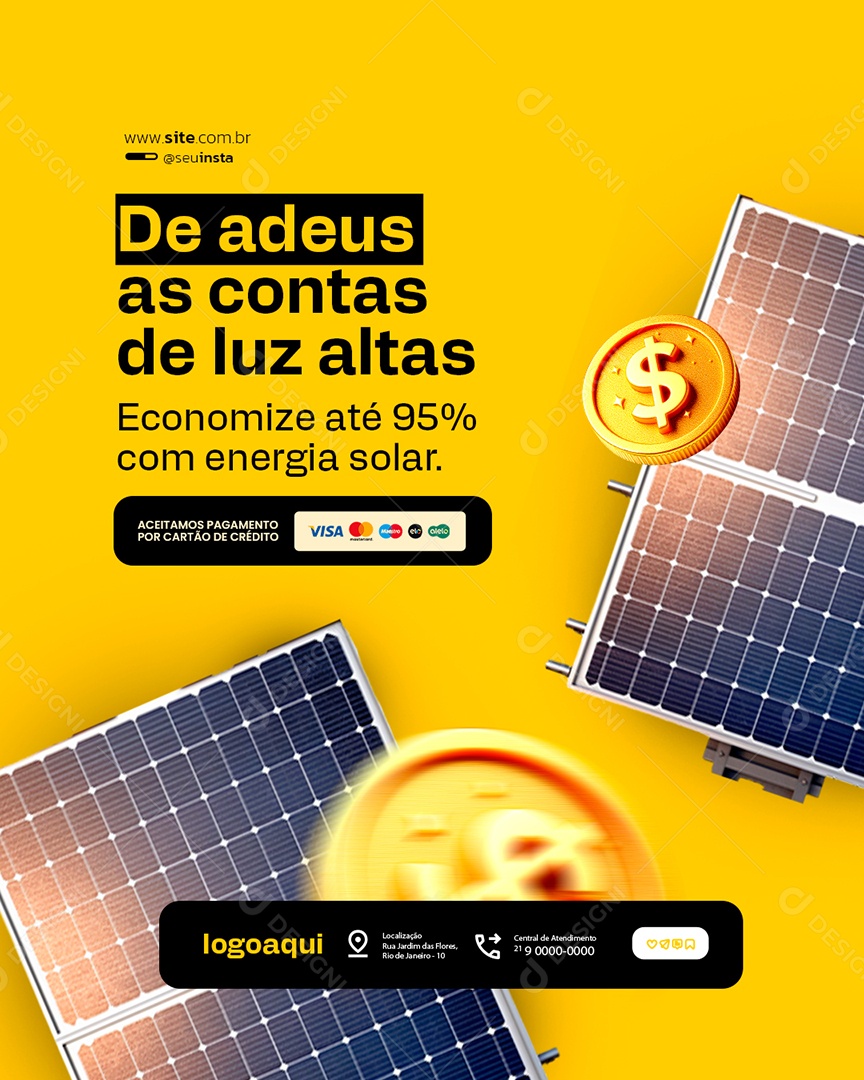 Energia Solar Semana do Consumidor De Adeus as Contas de Luz Altas Social Media PSD Editável
