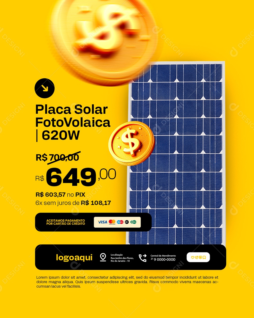 Energia Solar Semana do Consumidor Placa Solar Pix ou Parcele Sem Juros Social Media PSD Editável