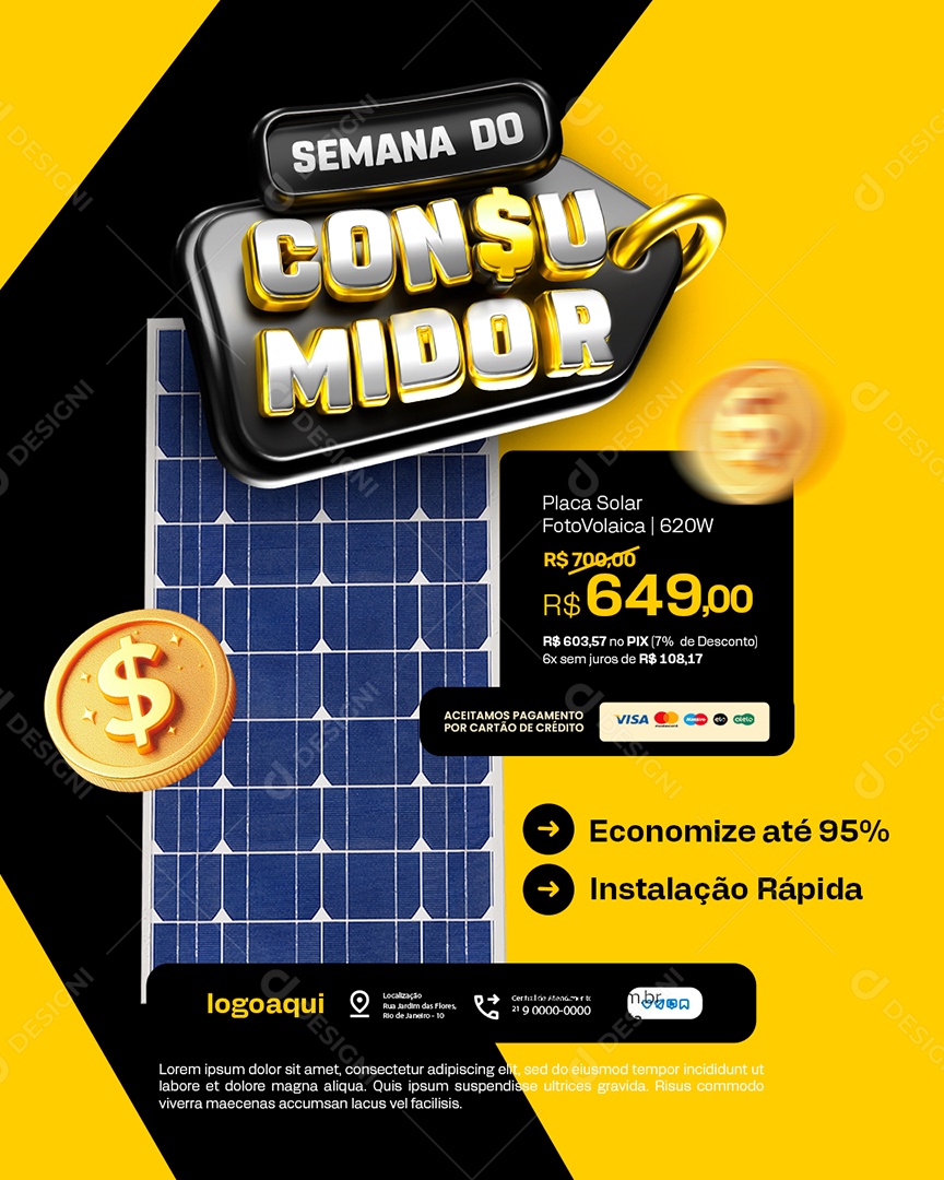 Energia Solar Semana do Consumidor Placa Solar Social Media PSD Editável