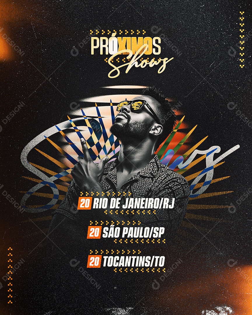 Feed Flyer Agenda Próximos Shows Rio de Janeiro Feed Social Media PSD Editável