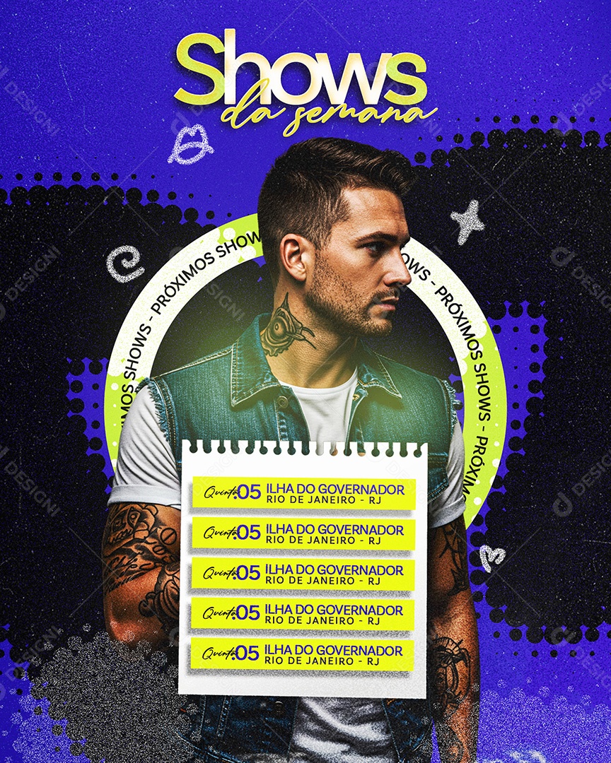 Feed Flyer Agenda Shows da Semana Feed Social Media PSD Editável