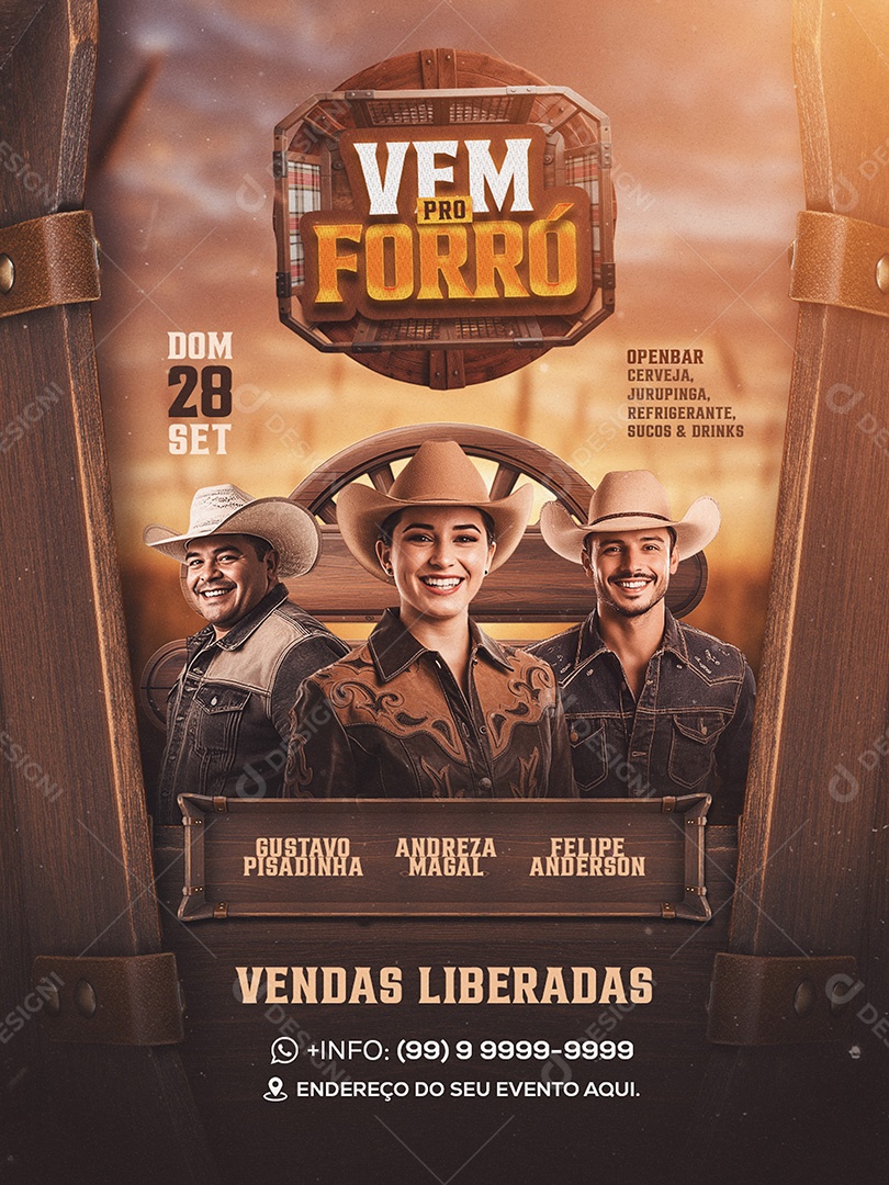 Feed Flyer Vem pro Forró Feed Social Media PSD Editavel