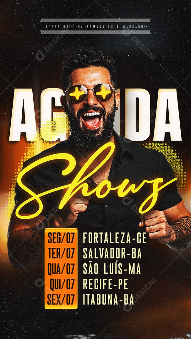 Flyer Agenda de Shows Story Social Media PSD Editável
