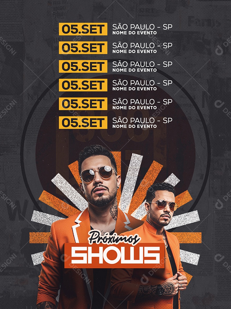 Flyer Próximos Shows Social Media Feed PSD Editavel