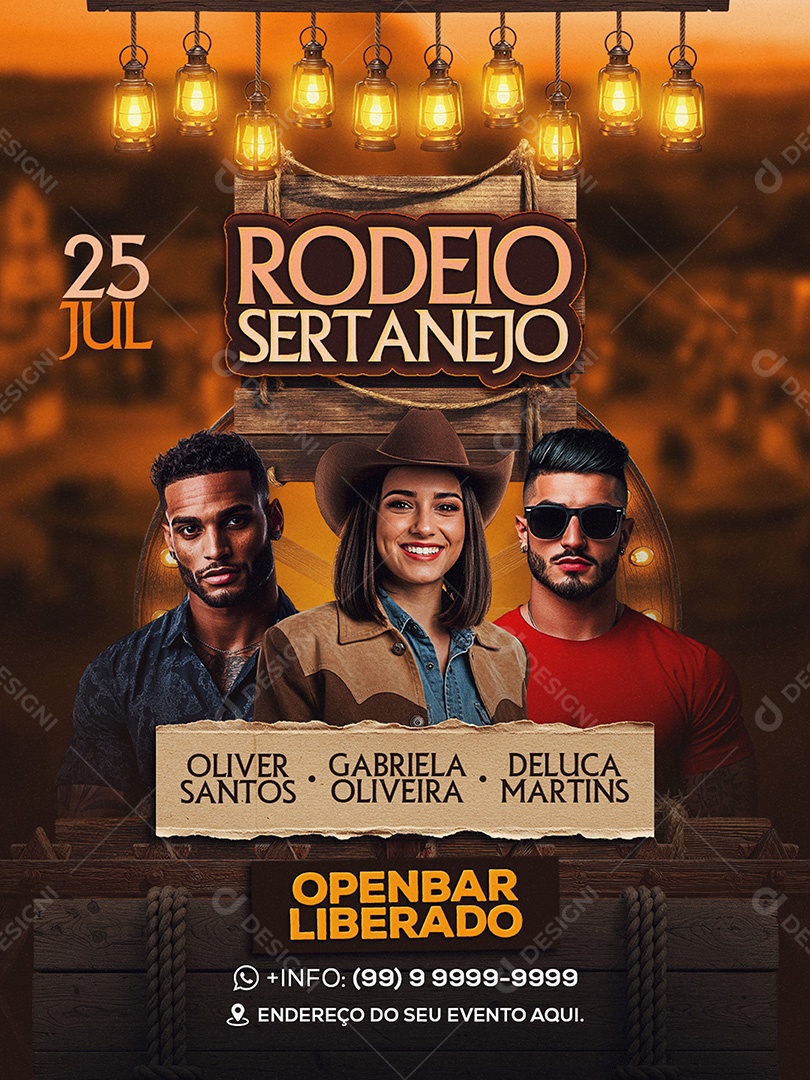 Flyer Rodeio Sertanejo Feed PSD Editavel