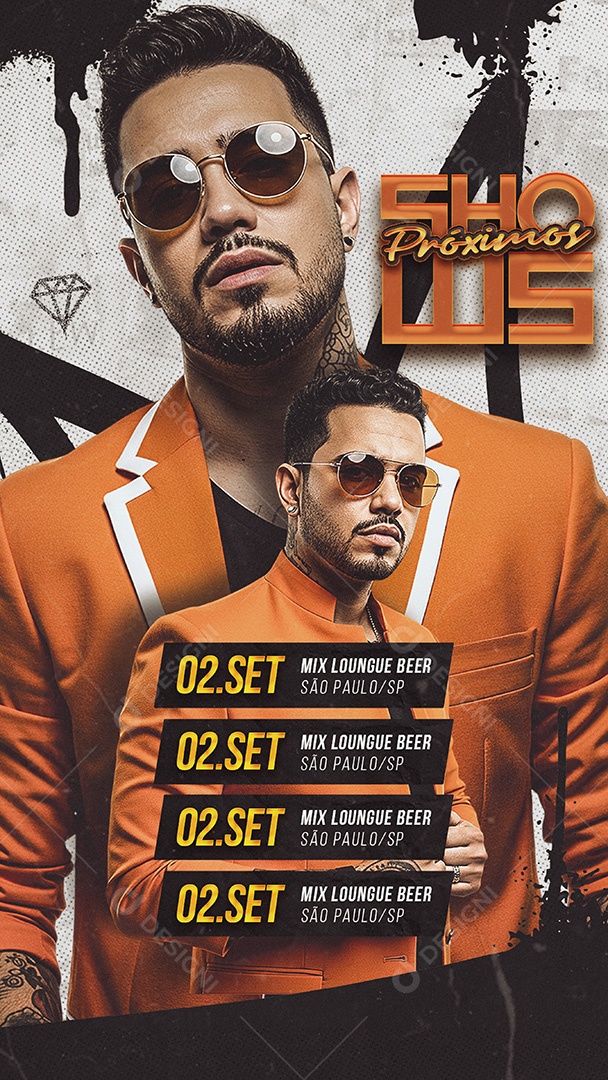 Flyer Story Próximos Shows 02 de Set Social Media PSD Editavel