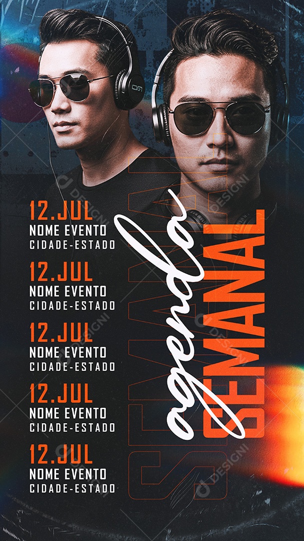 Story Flyer 12 de Julho Próximos Shows Feed Social Media PSD Editável