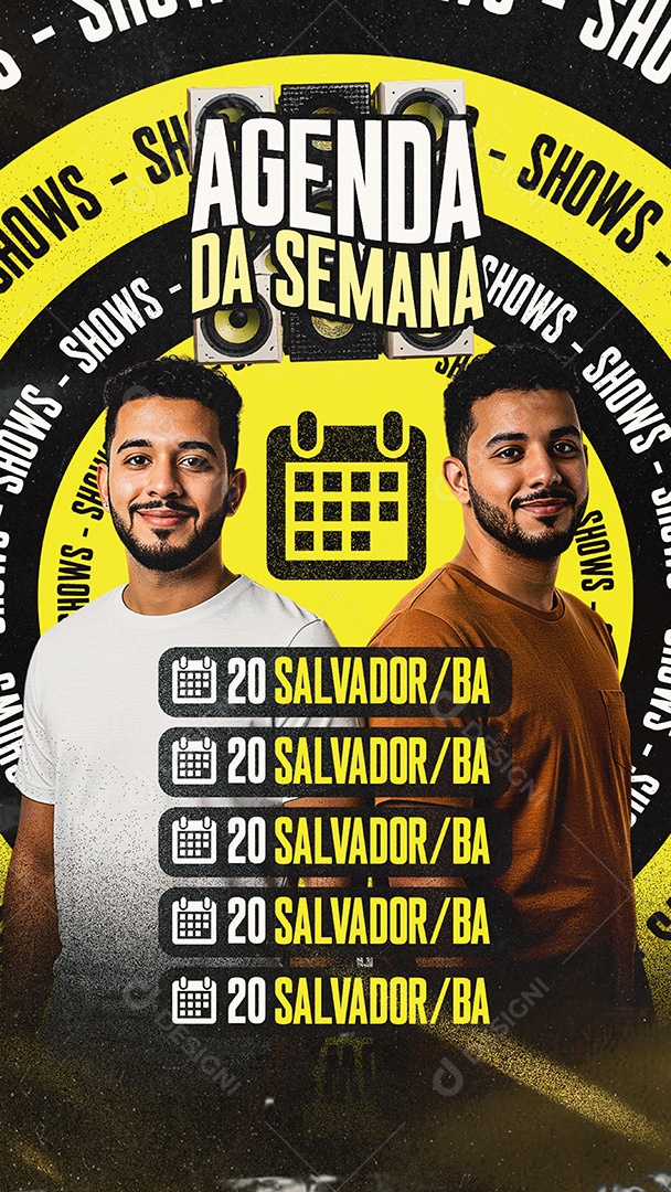 Story Flyer Agenda da Semana Feed Social Media PSD Editável