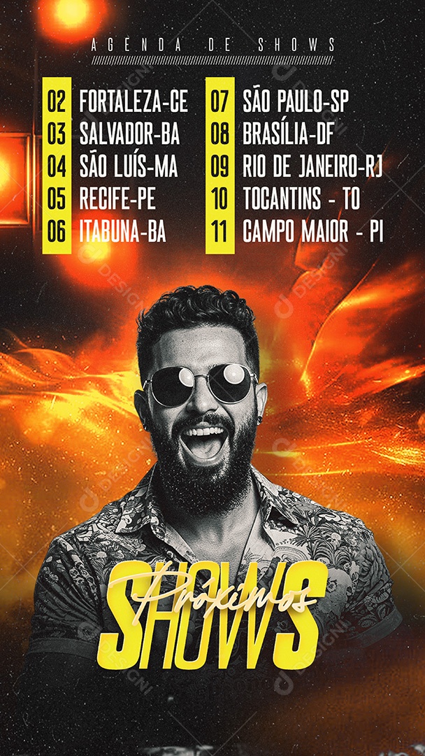 Story Flyer Agenda Próximos Shows Agenda Feed Social Media PSD Editável