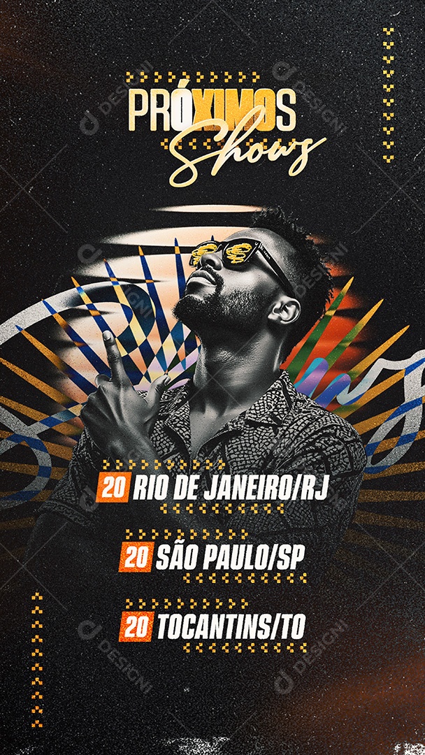 Story Flyer Agenda Próximos Shows Rio de Janeiro Feed Social Media PSD Editável