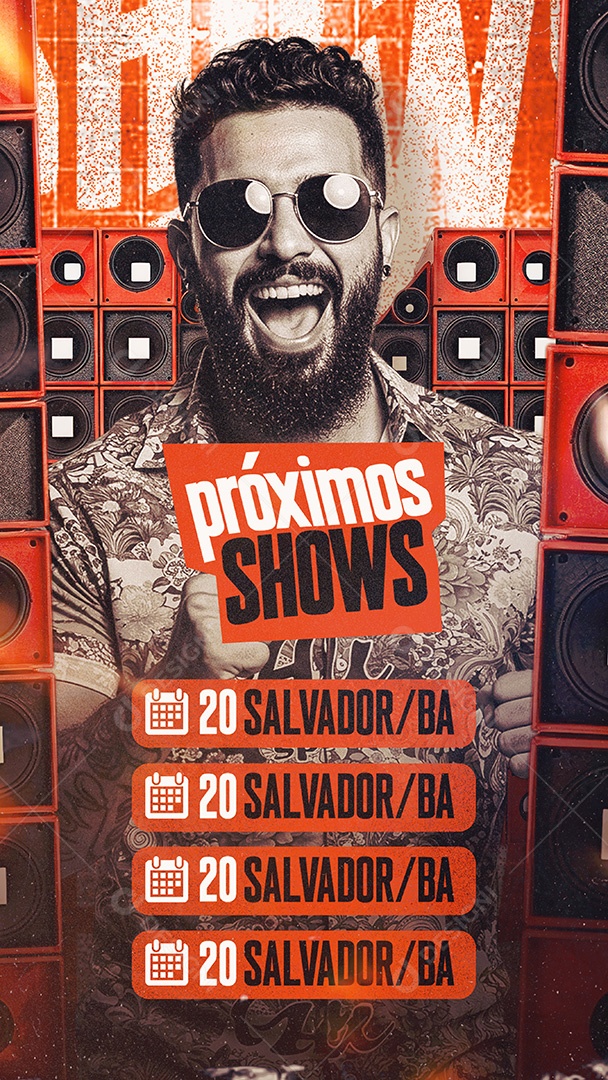 Story Flyer Agenda Próximos Shows Salvador Feed Social Media PSD Editável