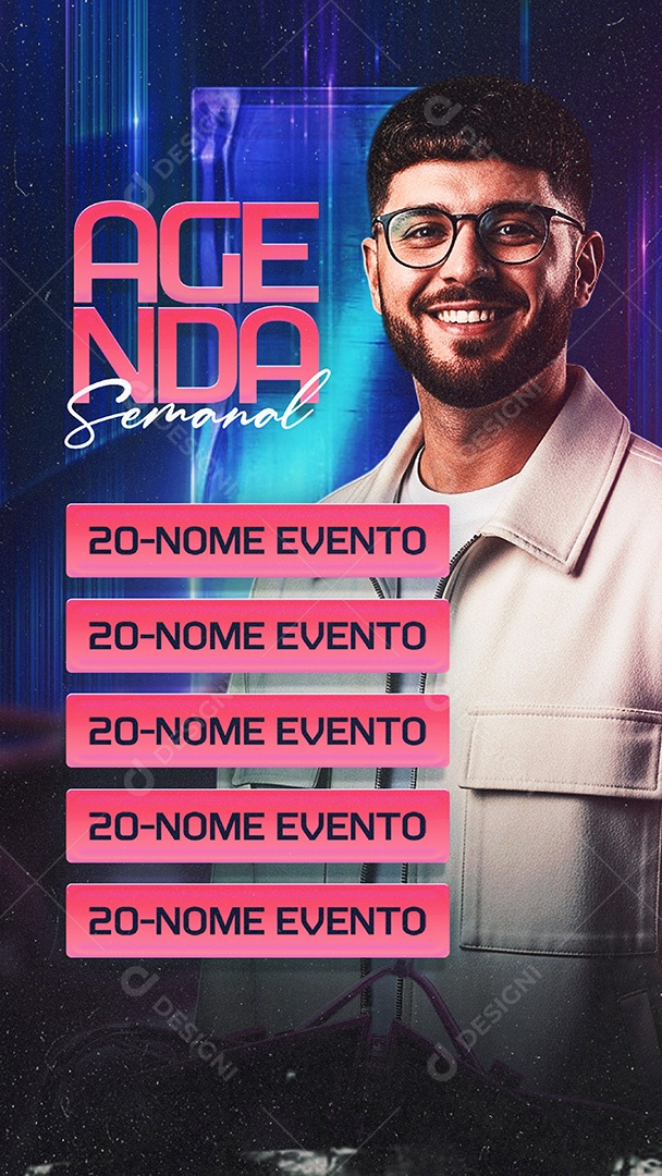 Story Flyer Agenda Semanal 20 Feed Social Media PSD Editável