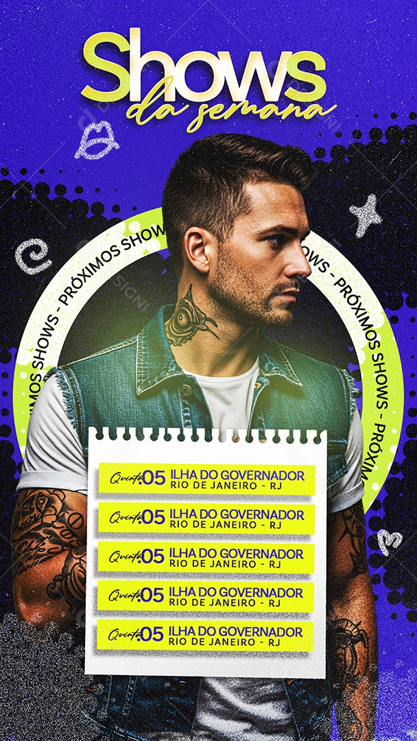 Story Flyer Agenda Shows da Semana Feed Social Media PSD Editável