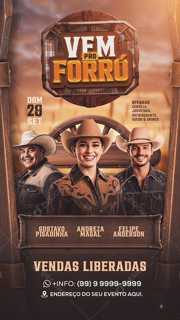 Story Flyer Vem pro Forró Feed Social Media PSD Editavel