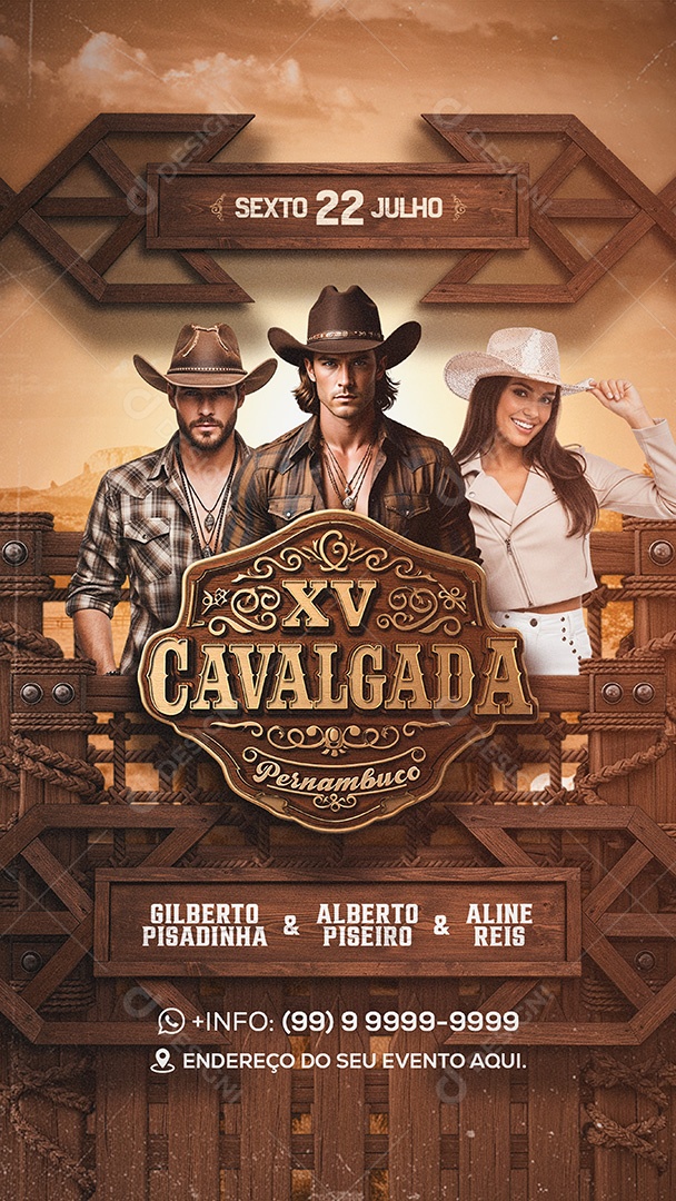 Story Flyer XV Cavalgada Pernambuco Feed Social Media PSD Editavel