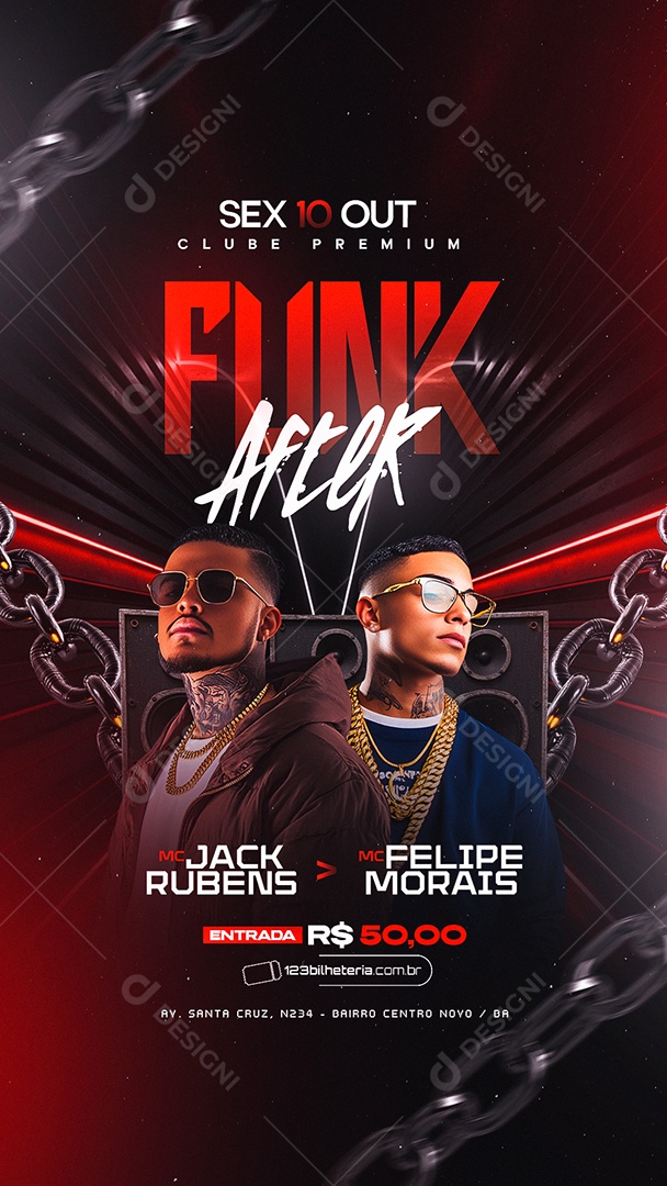 Story Flyer Funk After Clube Premium Social Media PSD Editável