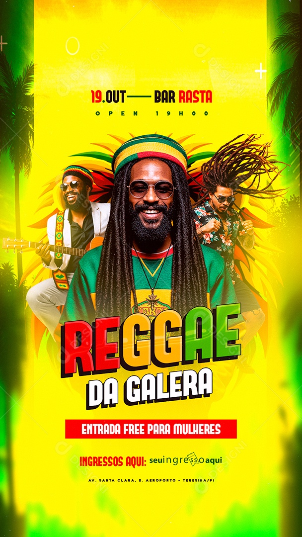 Story Flyer Próximos Shows Reggae da Galera Social Media PSD Editável