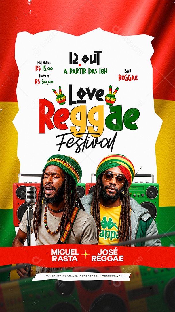 Story Flyer Próximos Shows Love Reggae Festival Social Media PSD Editável