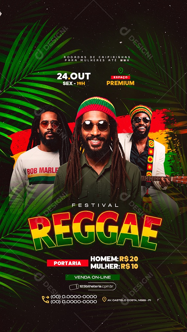 Story Flyer Próximos Shows Festival Reggae Social Media PSD Editável
