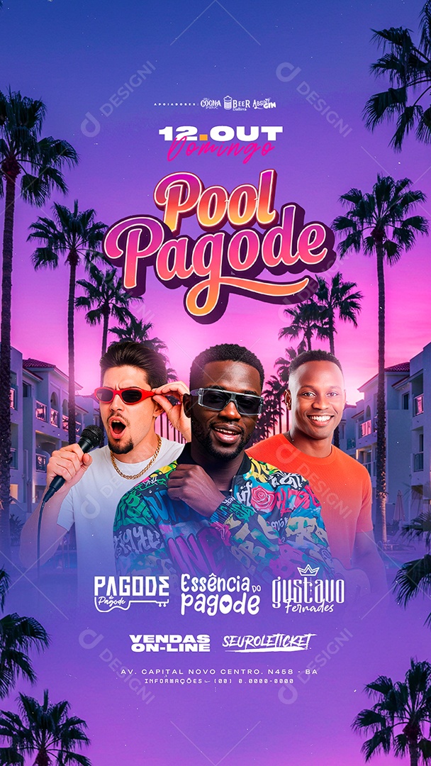 Story Flyer Pool Pagode Domingo Social Media PSD Editável