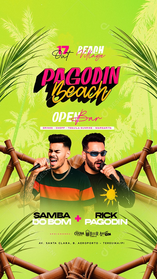 Story Flyer Pagodin Beach Open Bar Social Media PSD Editável