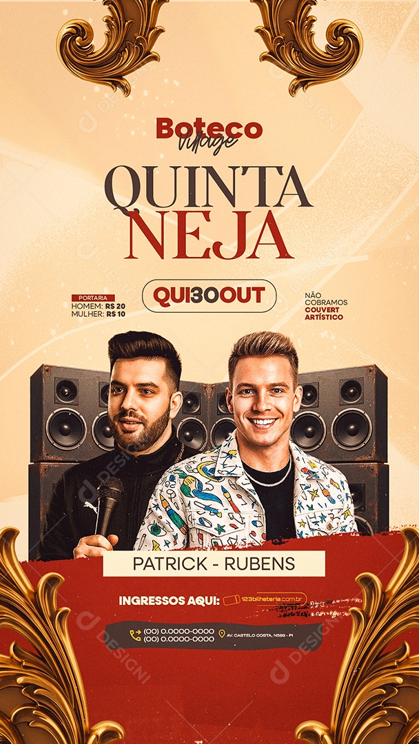 Story Flyer Quintaneja Boteco Vilage Social Media PSD Editável