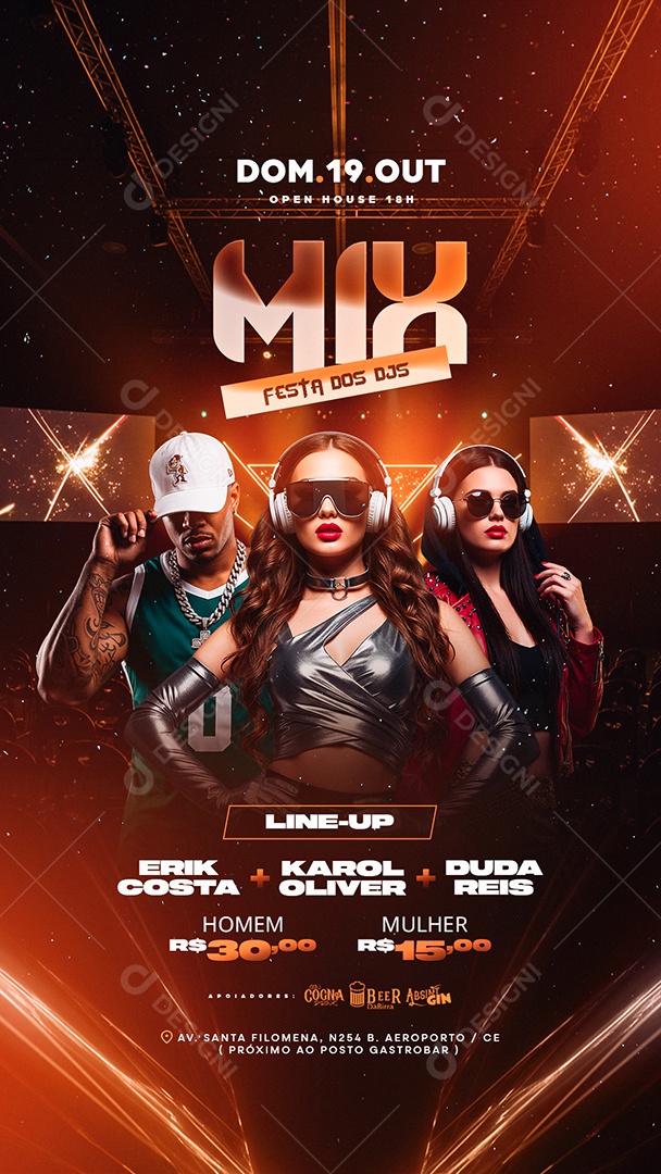 Story Flyer Mix Festa dos DJS Social Media PSD Editável