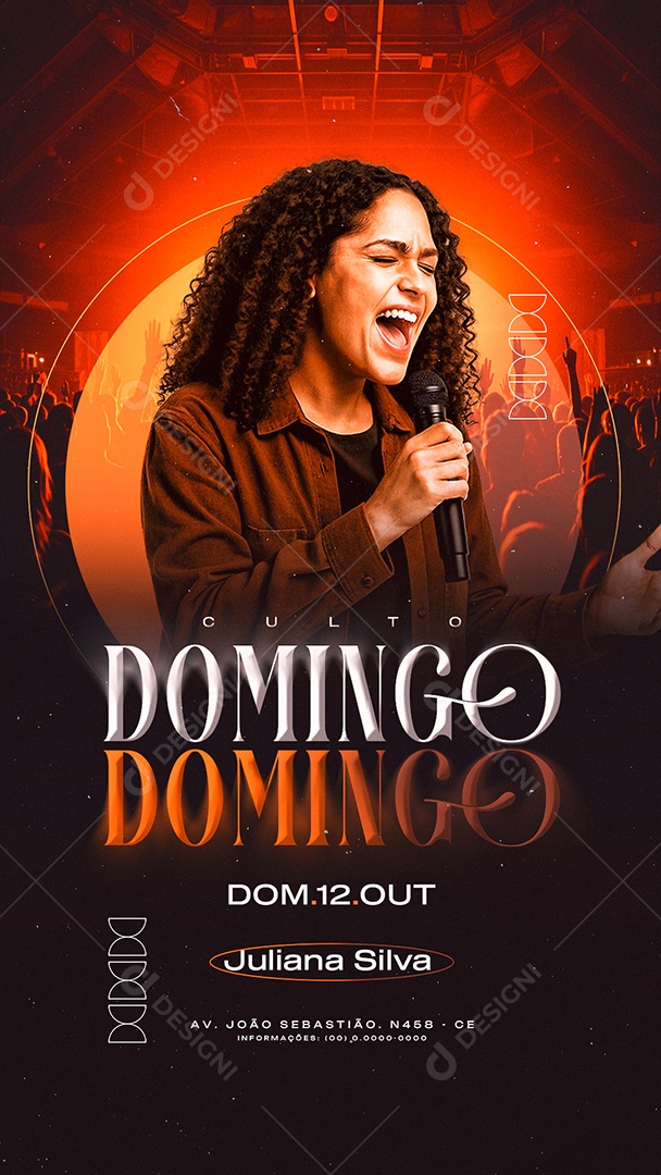 Story Flyer Gospel Culto Domingo Social Media PSD Editável