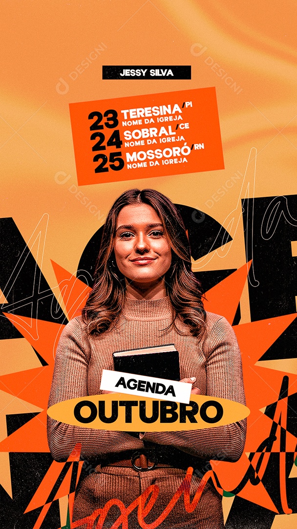 Story Flyer Gospel Agenda Outubro Jessy Silva Social Media PSD Editável