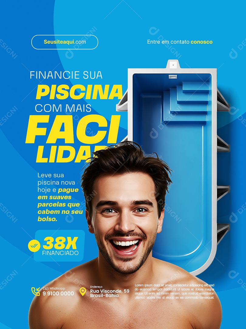 Loja Piscina Financie Sua Piscina com Mais Facilidade Social Media PSD Editável