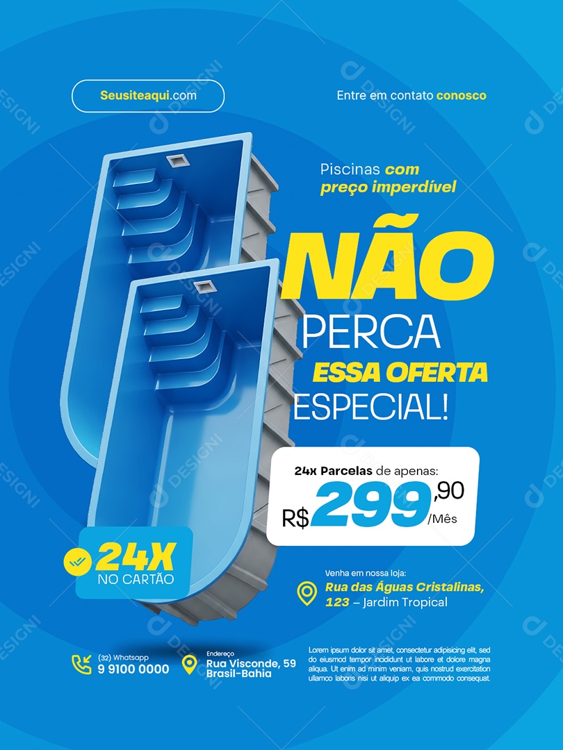 Loja Piscina Não Perca Essa Oferta Especial Social Media PSD Editável