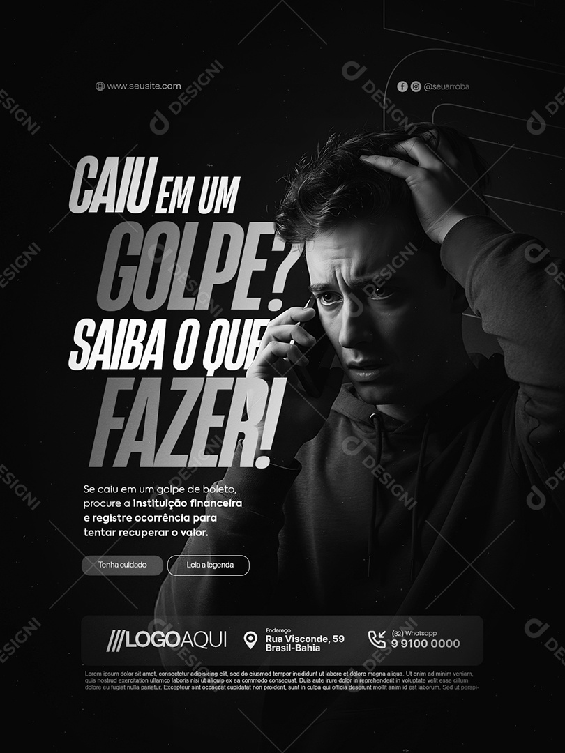 Boleto Caiu em Um Golpe Saiba o Que Fazer Social Media PSD Editável