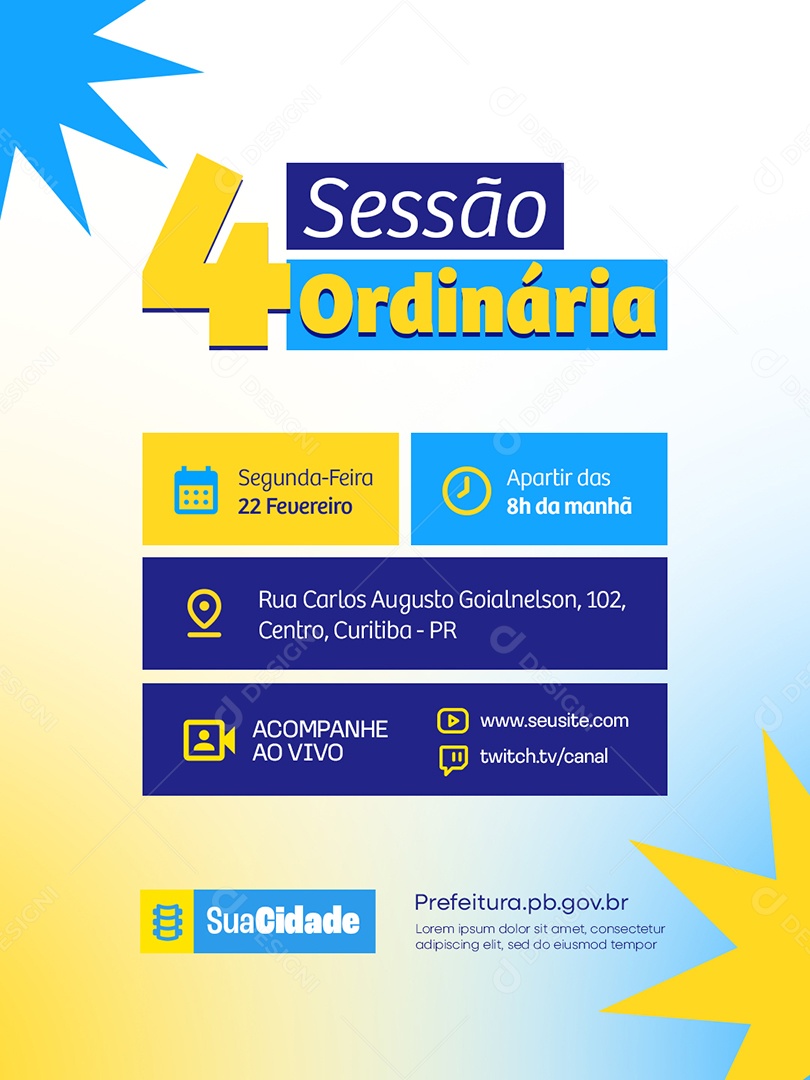 Prefeitura Quatro Sessão Ordinária Social Media PSD Editável