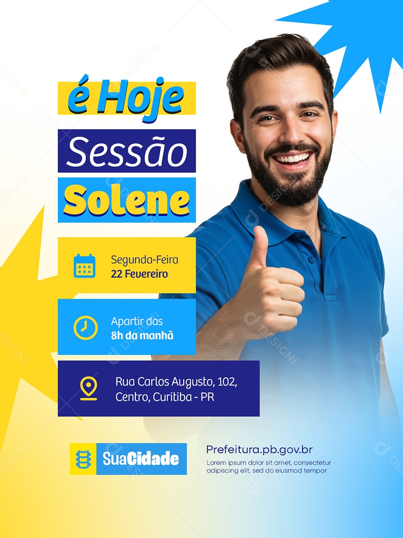 Prefeitura Sessão é Hoje Sessão Solene Social Media PSD Editável