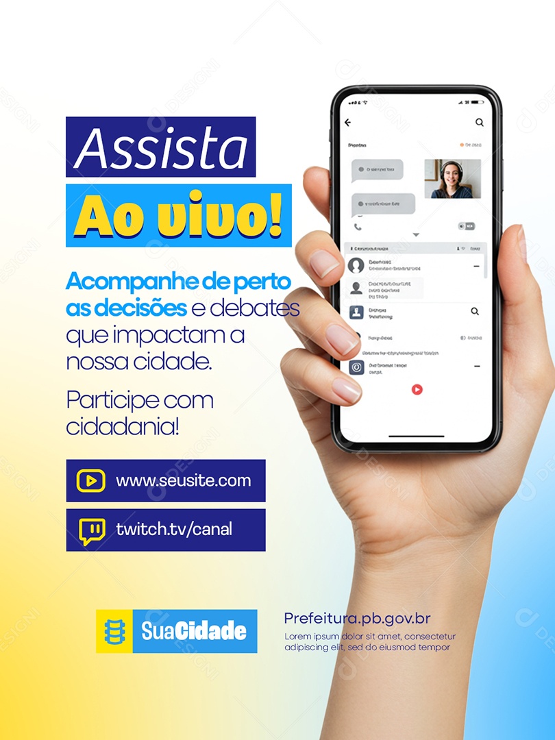 Prefeitura Sessão Assista Ao Vivo Social Media PSD Editável