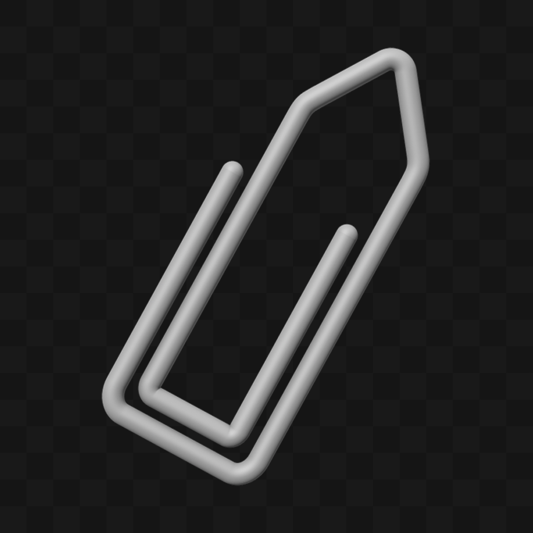 Clipe de Papel Cinza em Estilo Realista Modelo 3D