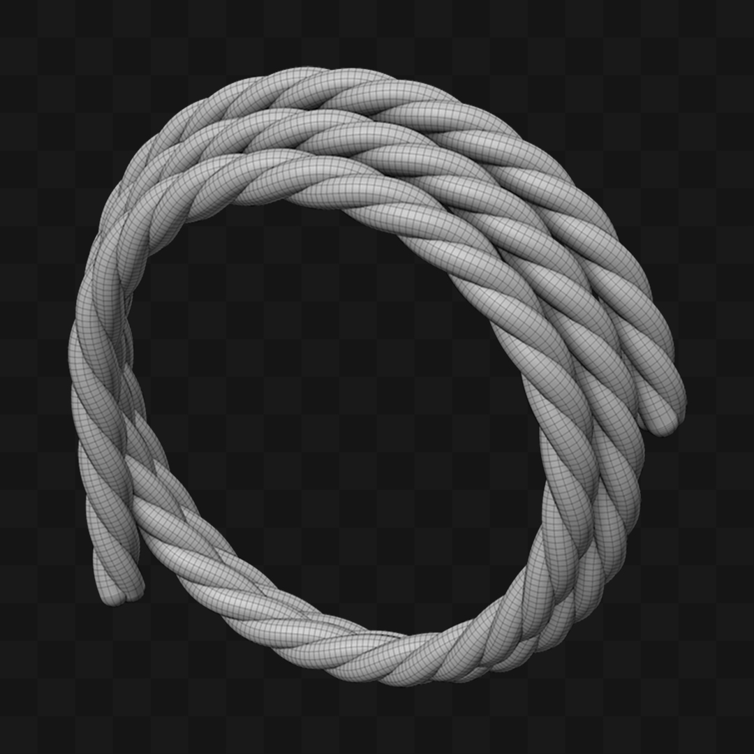 Corda Enrolada Cinza em Estilo Realista Modelo 3D