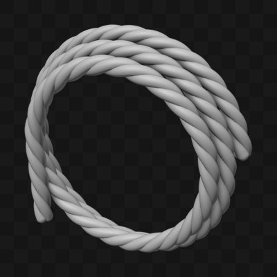 Corda Enrolada Cinza em Estilo Realista Modelo 3D