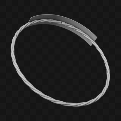 Bracelete Fino Cinza em Estilo Realista Modelo 3D