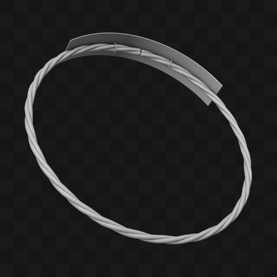 Bracelete Fino Cinza em Estilo Realista Modelo 3D