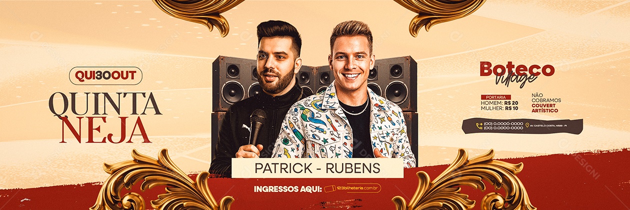 Carrossel Flyer Próximos Shows Quintaneja Social Media PSD Editável