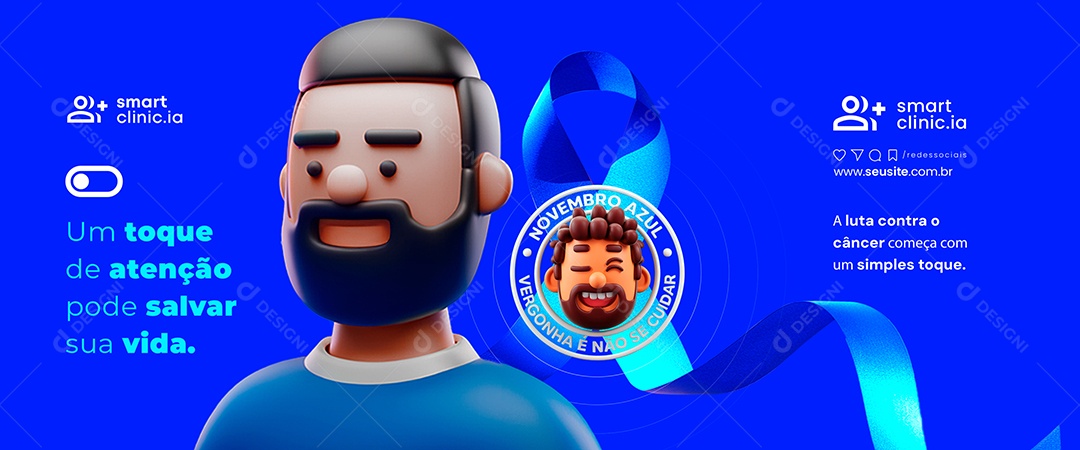 Carrossel Novembro Azul Um Toque de Atenção Social Media PSD Editável