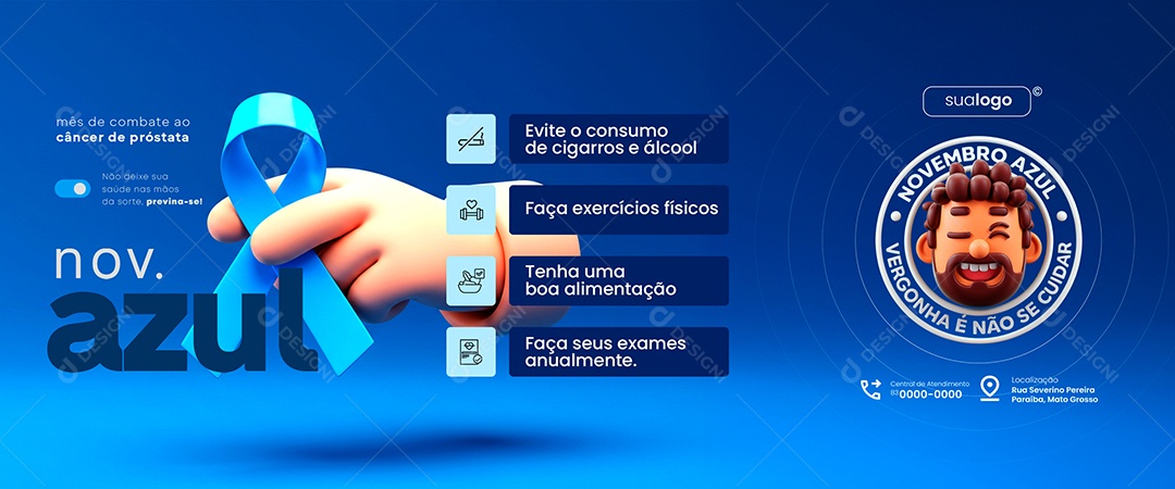 Carrossel Novembro Azul Não Deixe Sua Saúde nas Mãos da Sorte Social Media PSD Editável