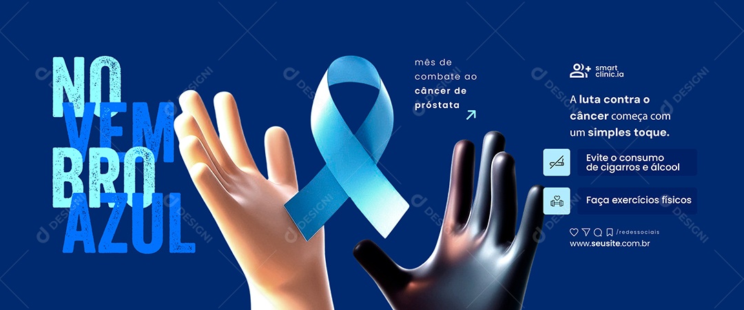 Carrossel Novembro Azul Mês de Combate ao Câncer de Próstata Social Media PSD Editável