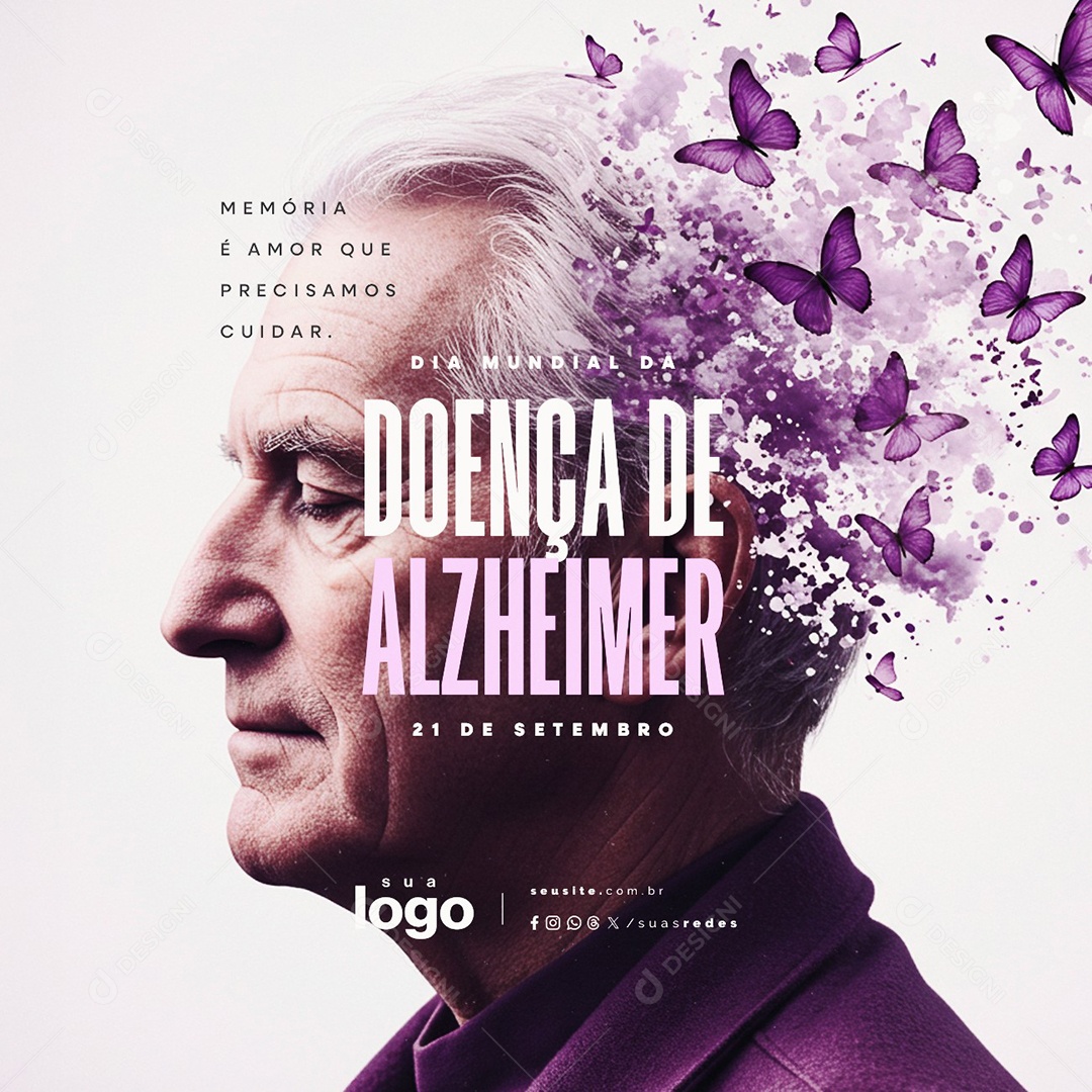 Dia Mundial da Doença de Alzheimer 21 de Setembro Memória é Amor Social Media PSD Editável
