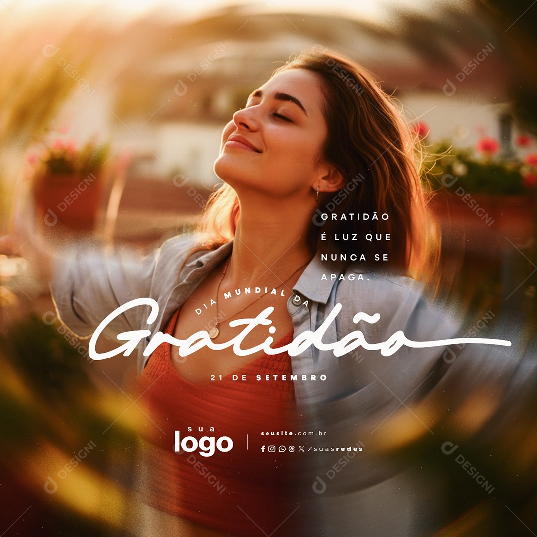 Dia Mundial da Gratidão 21 de Setembro Social Media PSD Editável